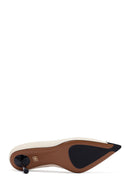 Women's Cream Thin Heeled Leather Stiletto | Derimod Women's Cream Thin Heeled Leather Stiletto | Derimod