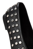 Women's Black Stone Detailed Leather Ballerinas | Derimod Women's Black Stone Detailed Leather Ballerinas | Derimod
