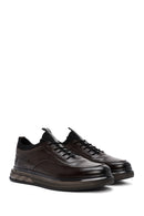 Men's Brown Lace-Up Leather Casual Sneaker | Derimod Men's Brown Lace-Up Leather Casual Sneaker | Derimod