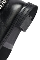 Woman Black Zippered Metal Detail Leather Boat | Derimod Woman Black Zippered Metal Detail Leather Boat | Derimod