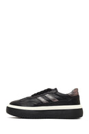 Women's Black Lace-Up Thick-Soled Leather Sneaker | Derimod Women's Black Lace-Up Thick-Soled Leather Sneaker | Derimod