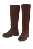 Women's Brown Chunky Heel Suede Leather Boots | Derimod Women's Brown Chunky Heel Suede Leather Boots | Derimod