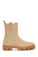Women's Beige Suede Leather Chelsea Boots | Derimod Women's Beige Suede Leather Chelsea Boots | Derimod