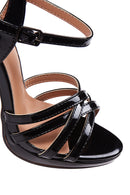Women's Black Patent Leather Heeled Sandals | Derimod Women's Black Patent Leather Heeled Sandals | Derimod