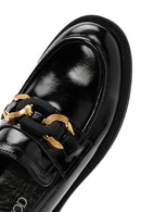 Kadın Siyah Toka Detaylı Rugan Deri Maskülen Loafer | Derimod Kadın Siyah Toka Detaylı Rugan Deri Maskülen Loafer | Derimod