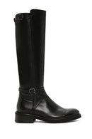 Women's Black Buckle Zippered Leather Boots | Derimod Women's Black Buckle Zippered Leather Boots | Derimod