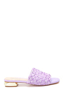 Women's Purple Straw Flat Slippers | Derimod Women's Purple Straw Flat Slippers | Derimod