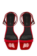 Women's Red Ankle Buckle Heeled Sandals | Derimod Women's Red Ankle Buckle Heeled Sandals | Derimod