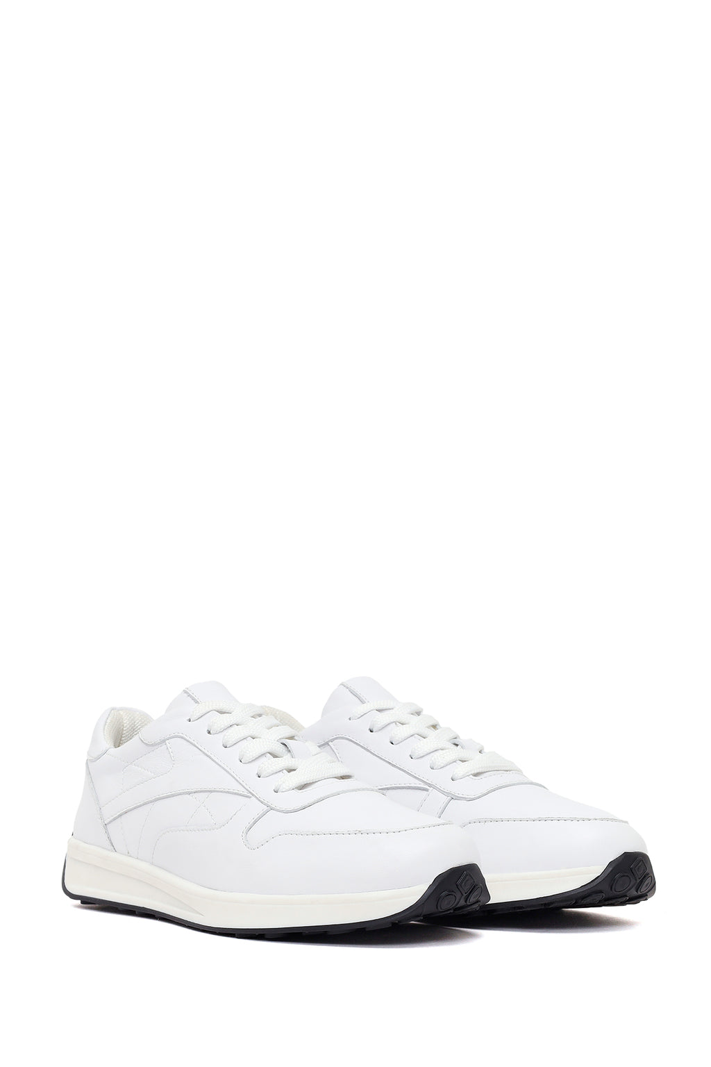Kadın Beyaz Bağcıklı Deri Sneaker