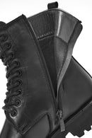 Men's Black Zippered Leather Combat Boots | Derimod Men's Black Zippered Leather Combat Boots | Derimod