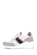 Women's Beige Leather Wedge Heeled Sneaker | Derimod Women's Beige Leather Wedge Heeled Sneaker | Derimod