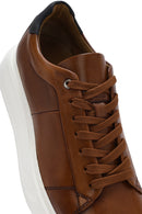 Erkek Taba Bağcıklı Kalın Tabanlı Deri Sneaker | Derimod Erkek Taba Bağcıklı Kalın Tabanlı Deri Sneaker | Derimod