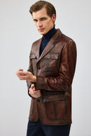 Kevin Erkek Kahverengi Blazer Deri Ceket | Derimod Kevin Erkek Kahverengi Blazer Deri Ceket | Derimod