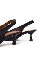 Woman Black Backless Low-Heeled Leather Shoes | Derimod Woman Black Backless Low-Heeled Leather Shoes | Derimod