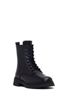 Women's Black Zippered Thick-Soled Leather Ankle Boots | Derimod Women's Black Zippered Thick-Soled Leather Ankle Boots | Derimod