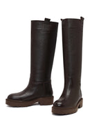 Women's Brown Thick-Soled Leather Boot | Derimod Women's Brown Thick-Soled Leather Boot | Derimod