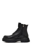 Men's Black Zippered Thick-Soled Leather Boots | Derimod Men's Black Zippered Thick-Soled Leather Boots | Derimod