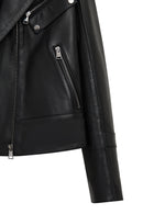 Roma Women's Black Biker Leather Jacket | Derimod Roma Women's Black Biker Leather Jacket | Derimod
