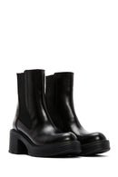 Women's Black Leather Heeled Chelsea Boots | Derimod Women's Black Leather Heeled Chelsea Boots | Derimod