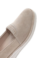 Women's Beige Wedge Heel Suede Leather Comfort Loafer | Derimod Women's Beige Wedge Heel Suede Leather Comfort Loafer | Derimod