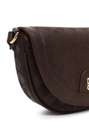 Woman Brown Long-Strap Printed Mini Crossbody Bag | Derimod Woman Brown Long-Strap Printed Mini Crossbody Bag | Derimod