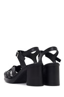 Women's Black Ankle Buckle Thick Heel Leather Sandals | Derimod Women's Black Ankle Buckle Thick Heel Leather Sandals | Derimod
