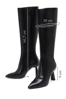 Women's Black Leather Zippered Heeled Boots | Derimod Women's Black Leather Zippered Heeled Boots | Derimod