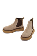 Men's Mink Thick-Soled Suede Leather Chelsea Boot | Derimod Men's Mink Thick-Soled Suede Leather Chelsea Boot | Derimod