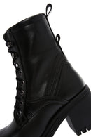 Women's Black Leather Zippered Heeled Boots | Derimod Women's Black Leather Zippered Heeled Boots | Derimod