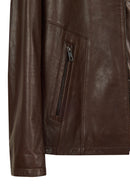 Insignia Male Brown Leather Jacket | Derimod Insignia Male Brown Leather Jacket | Derimod