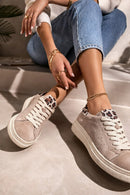 Kadın Bej Bağcıklı Süet Deri Sneaker | Derimod Kadın Bej Bağcıklı Süet Deri Sneaker | Derimod