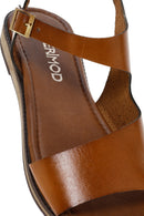 Women's Tan Leather Bodrum Sandals | Derimod Women's Tan Leather Bodrum Sandals | Derimod