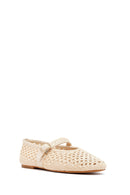 Women's Beige Straw Ballerinas | Derimod Women's Beige Straw Ballerinas | Derimod