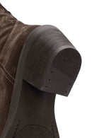 Women's Brown Suede Leather Cowboy Boots | Derimod Women's Brown Suede Leather Cowboy Boots | Derimod