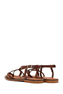 Women's Brown Buckle Thong Leather Bodrum Sandals | Derimod Women's Brown Buckle Thong Leather Bodrum Sandals | Derimod