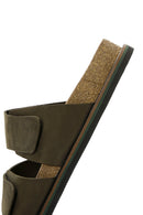 Men's Khaki Nubuck Leather Slippers | Derimod Men's Khaki Nubuck Leather Slippers | Derimod