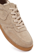 Woman Camel Laced Suede Leather Sneakers | Derimod Woman Camel Laced Suede Leather Sneakers | Derimod