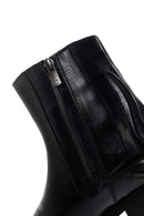 Women's Black Leather Heeled Cowboy Boots | Derimod Women's Black Leather Heeled Cowboy Boots | Derimod