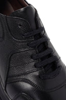 Erkek Siyah Bağcıklı Deri Casual Sneaker | Derimod Erkek Siyah Bağcıklı Deri Casual Sneaker | Derimod