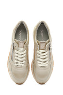 Kadın Altın Bağcıklı Yandan Fermuarlı Deri Sneaker | Derimod Kadın Altın Bağcıklı Yandan Fermuarlı Deri Sneaker | Derimod