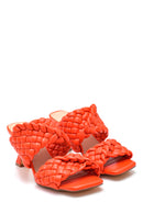 Women's Orange Braided Heeled Slippers | Derimod Women's Orange Braided Heeled Slippers | Derimod