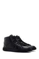Men's Black Leather High Top Sneaker | Derimod Men's Black Leather High Top Sneaker | Derimod