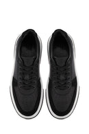 Men's Black Lace-up Thick-Sole Leather Sneaker | Derimod Men's Black Lace-up Thick-Sole Leather Sneaker | Derimod