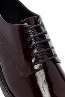 Women's Burgundy Lace-Up Patent Leather Masculine Shoes | Derimod Women's Burgundy Lace-Up Patent Leather Masculine Shoes | Derimod