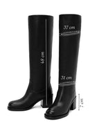 Women's Black Thick Heel Leather Boots | Derimod Women's Black Thick Heel Leather Boots | Derimod