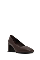 Derimod Flex Women Brown Thick Heeled Leather Shoes | Derimod Derimod Flex Women Brown Thick Heeled Leather Shoes | Derimod