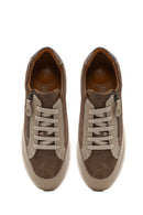 Women's Mink Lace-Up Thick-Soled Leather Sneaker | Derimod Women's Mink Lace-Up Thick-Soled Leather Sneaker | Derimod