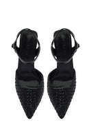 Women's Black Ankle Buckle Braided Thin Heeled Shoes | Derimod Women's Black Ankle Buckle Braided Thin Heeled Shoes | Derimod