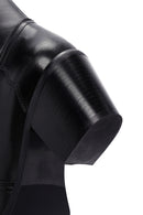 Women's Black Leather Heeled Cowboy Boots | Derimod Women's Black Leather Heeled Cowboy Boots | Derimod