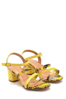 Women's Yellow Thick Heeled Sandals | Derimod Women's Yellow Thick Heeled Sandals | Derimod